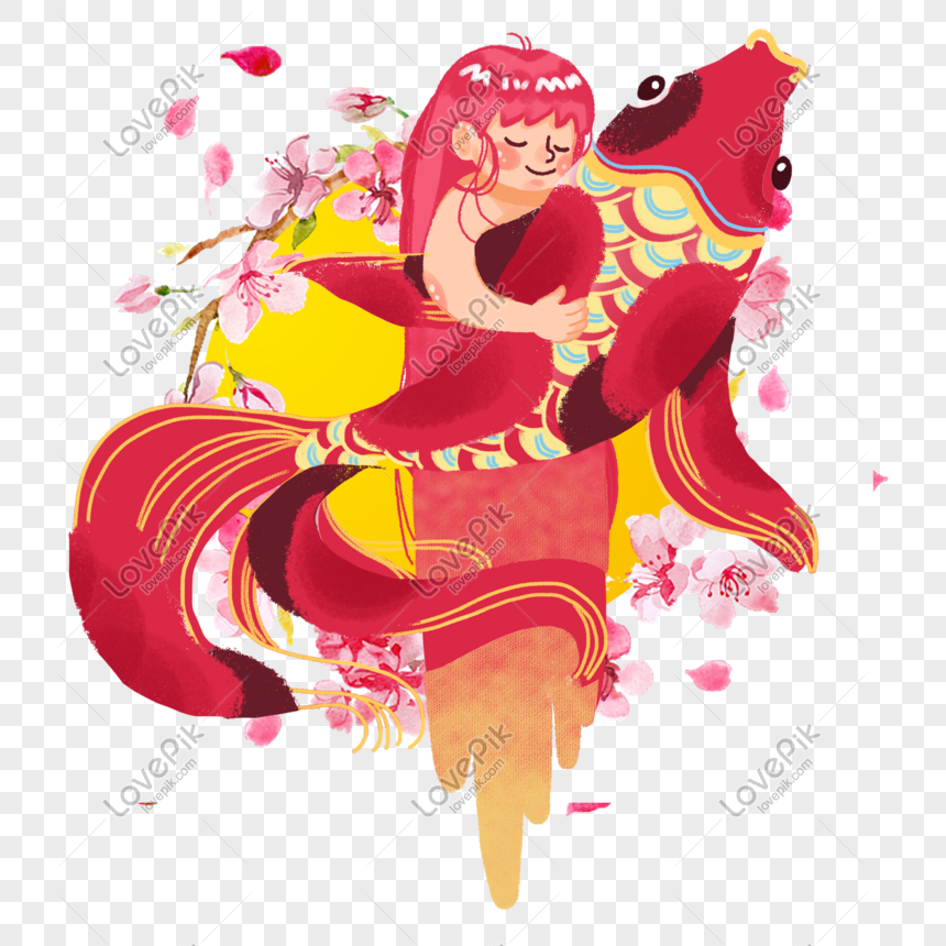かわいい女の子の大きな鯉とイラストを祈るイメージ グラフィックス Id Prf画像フォーマットpsd Jp Lovepik Com