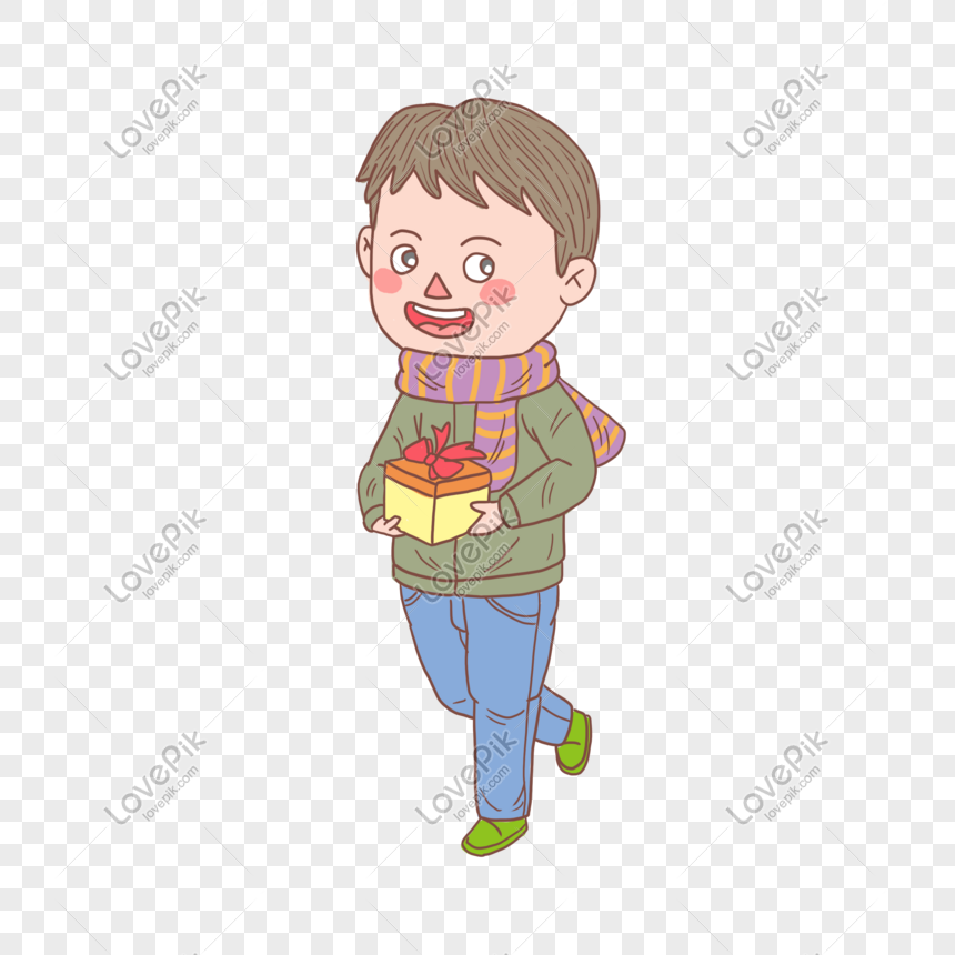 Cartoon Hand Drawn Guy Buying A Gift For A Lover PNG Free Download And  Clipart Image For Free Download - Lovepik | 611462153