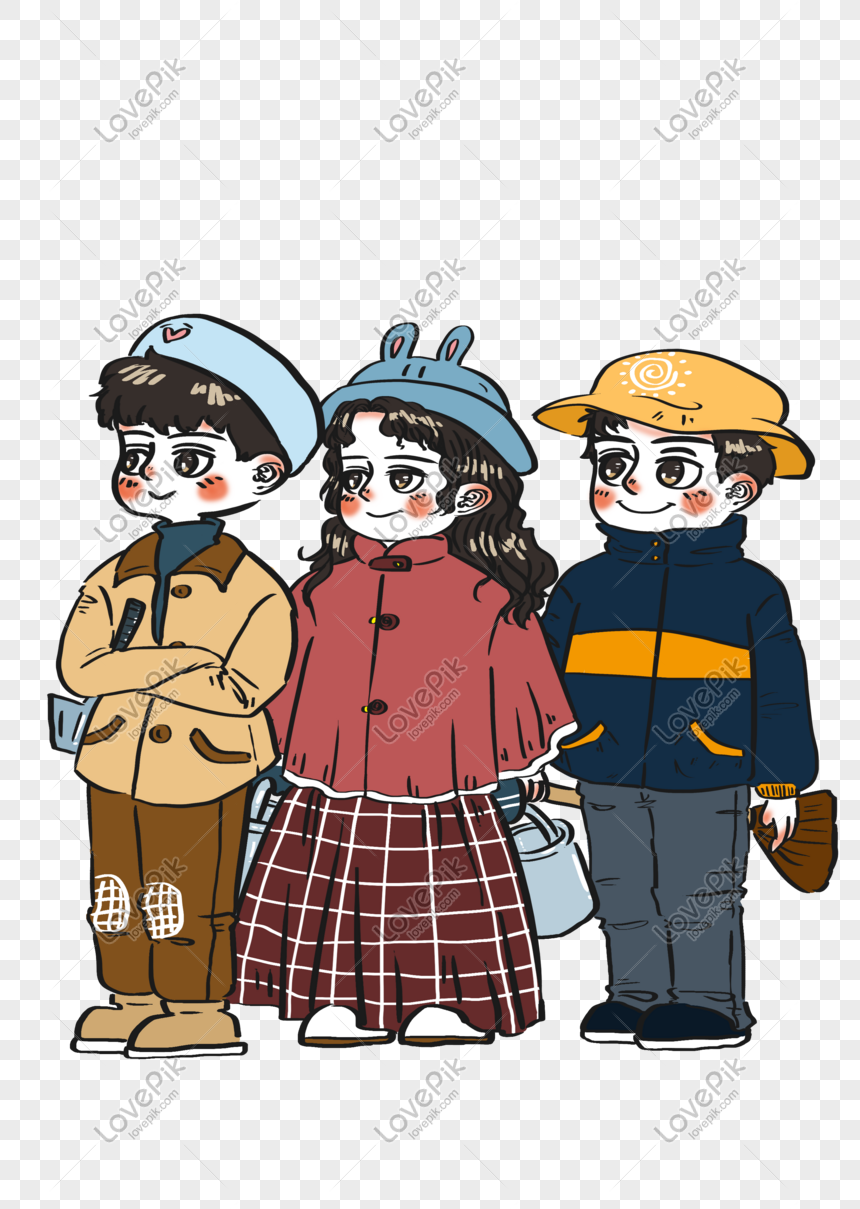 Winter Kindergarten Kids Line Up To Sweep Snow Cartoon Character PNG  Picture And Clipart Image For Free Download - Lovepik | 611464685