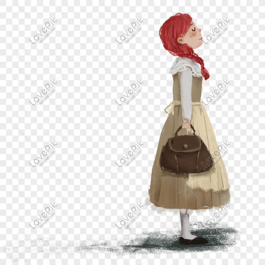 Healing bag redhead girl travel home, Healing system, hand drawn cartoon, redhead png image free download