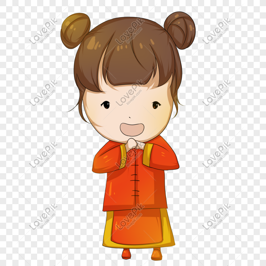 New Year Girl Hand Drawn Illustration PNG Transparent And Clipart Image ...
