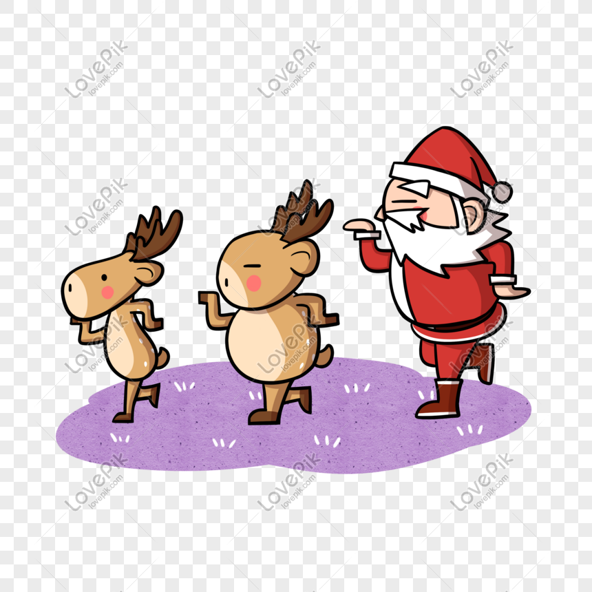 Cartoon Santa Claus Reindeer Dancing Png Transparent Bottom PNG Transparent  Image And Clipart Image For Free Download - Lovepik | 611465237