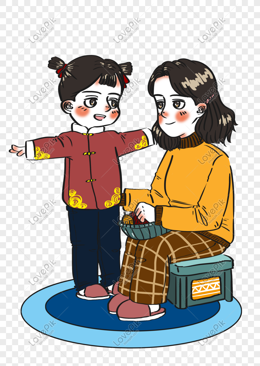 冬のお母さんが個人的に新しい服を着ている漫画のキャラクターのシーンイメージ グラフィックス Id Prf画像フォーマットpsd Jp Lovepik Com