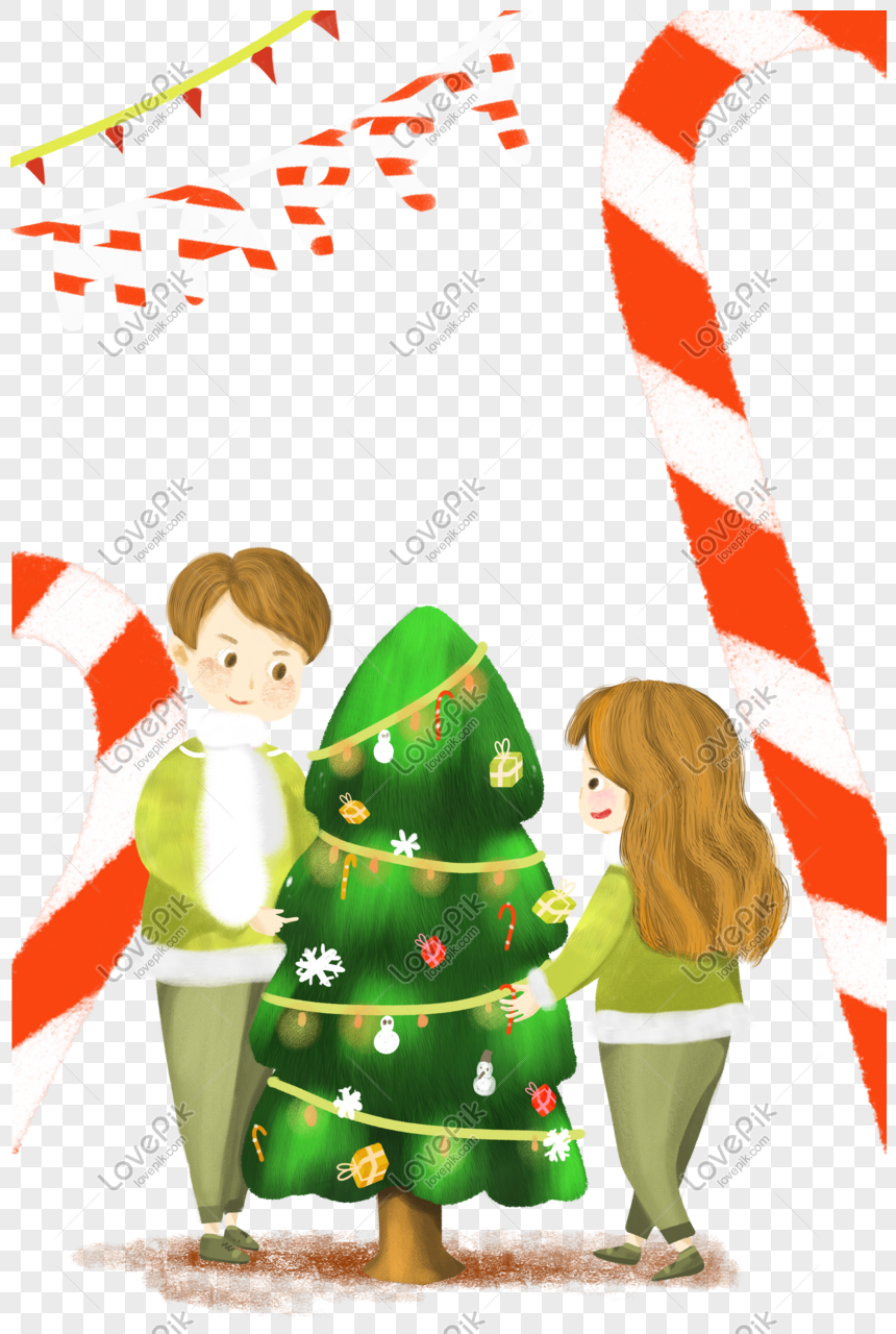 Hình ảnh Giáng Sinh Vẽ Tay Cặp Vợ Chồng Trang Trí Cây Giáng Sinh ...