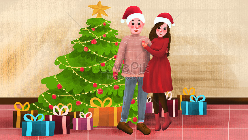 Pareja Debajo árbol De Navidad | PSD ilustraciones imagenes descarga gratis  - Lovepik