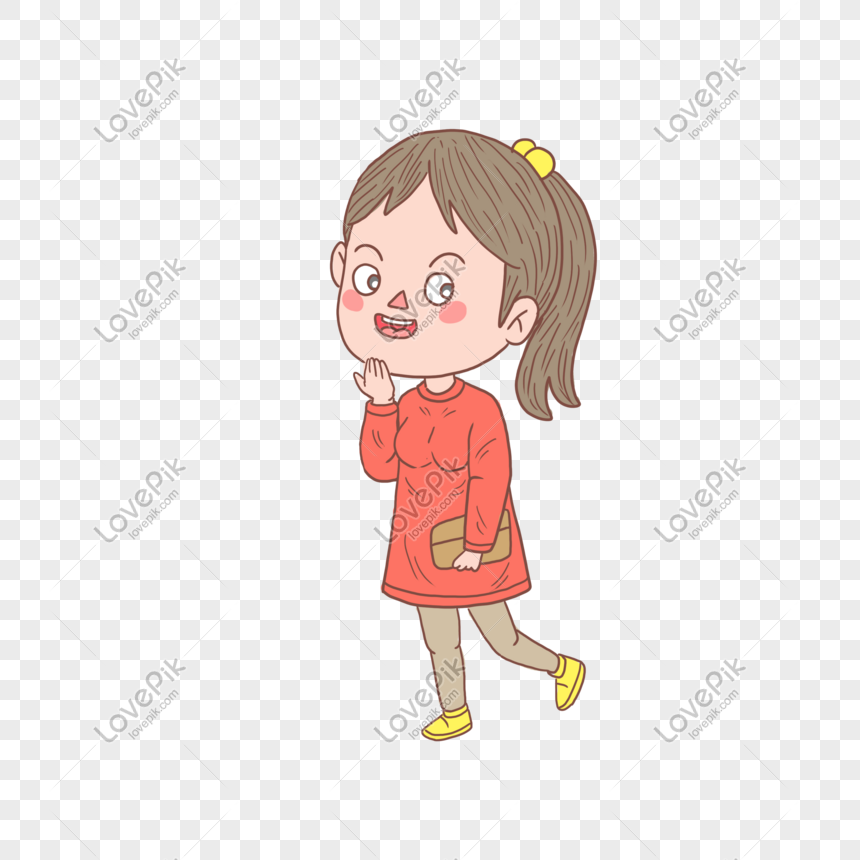 Cartoon Hand Drawn Character Shopping Girl, Cartoon, Hand Drawn ...