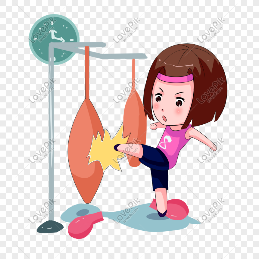 Sports Fitness Hand Drawn Cartoon Character Png Material PNG Image Free ...