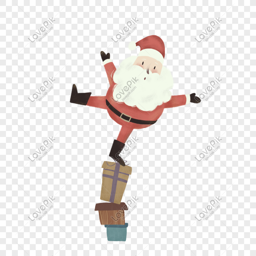 Santa Claus with Christmas presents cartoon hand drawn, Santa, christmas present, cartoon hand drawn png image