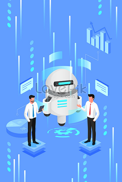 Cartoon financial big data analysis artificial intelligence tech  illustration image_picture free download 