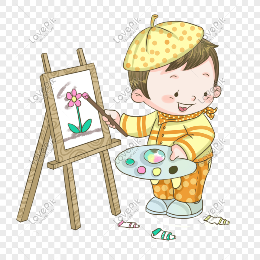 Baixe Imagem de Desenho Animado de Crianças Pintando em um