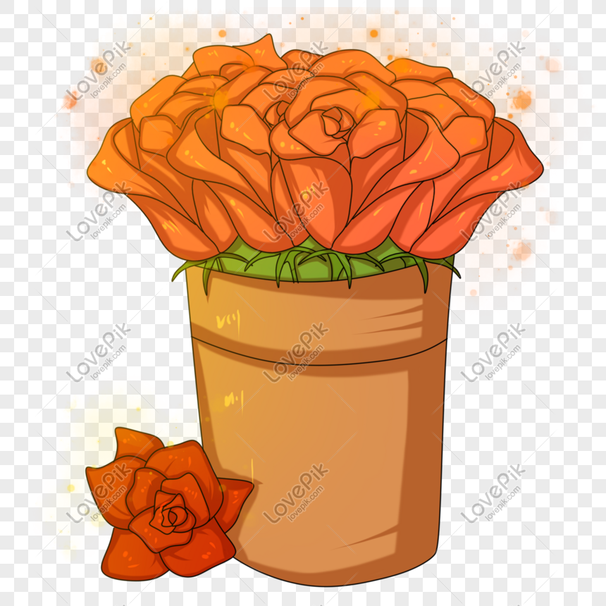 Rose Potted Hand Drawn Illustration PNG Image Free Download And ...