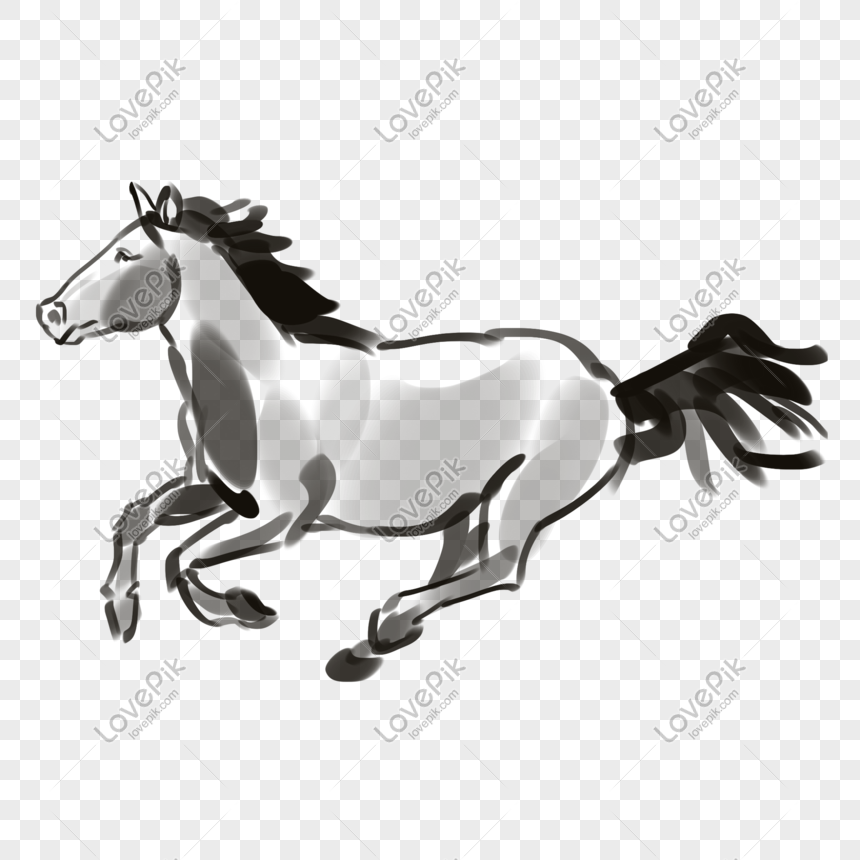 Ink Running Horse Illustration Cartoon Free PNG And Clipart Image For Free  Download - Lovepik | 611477609