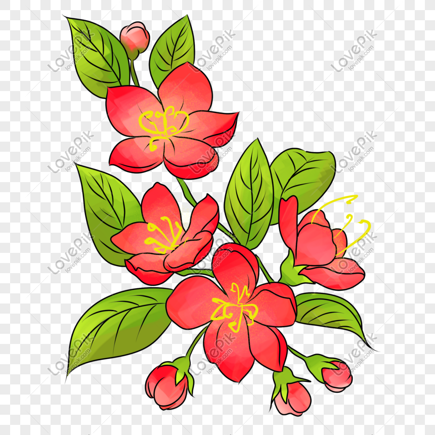 Decoración Roja De La Ilustración De La Flor Del Melocotón PNG Imágenes  Gratis - Lovepik