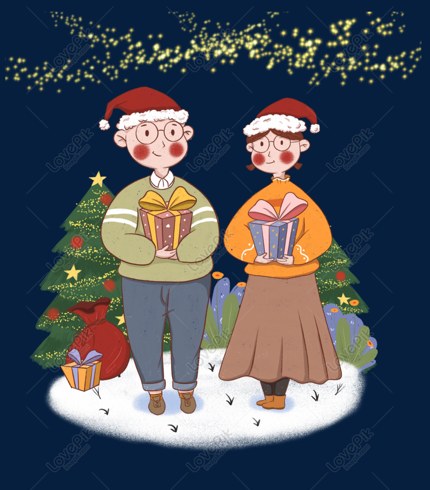 Hand Drawn Small Fresh Christmas Collection Of Lovers Download PNG ...