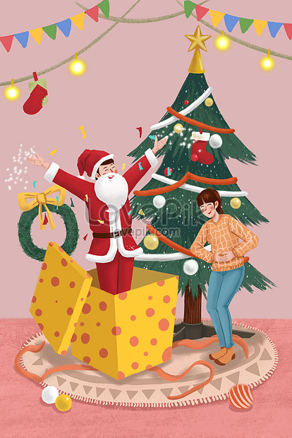 手描きの小さな新鮮なクリスマス分割ギフトカップルクリスマスイラストイメージ 図 Id Prf画像フォーマットjpg Jp Lovepik Com