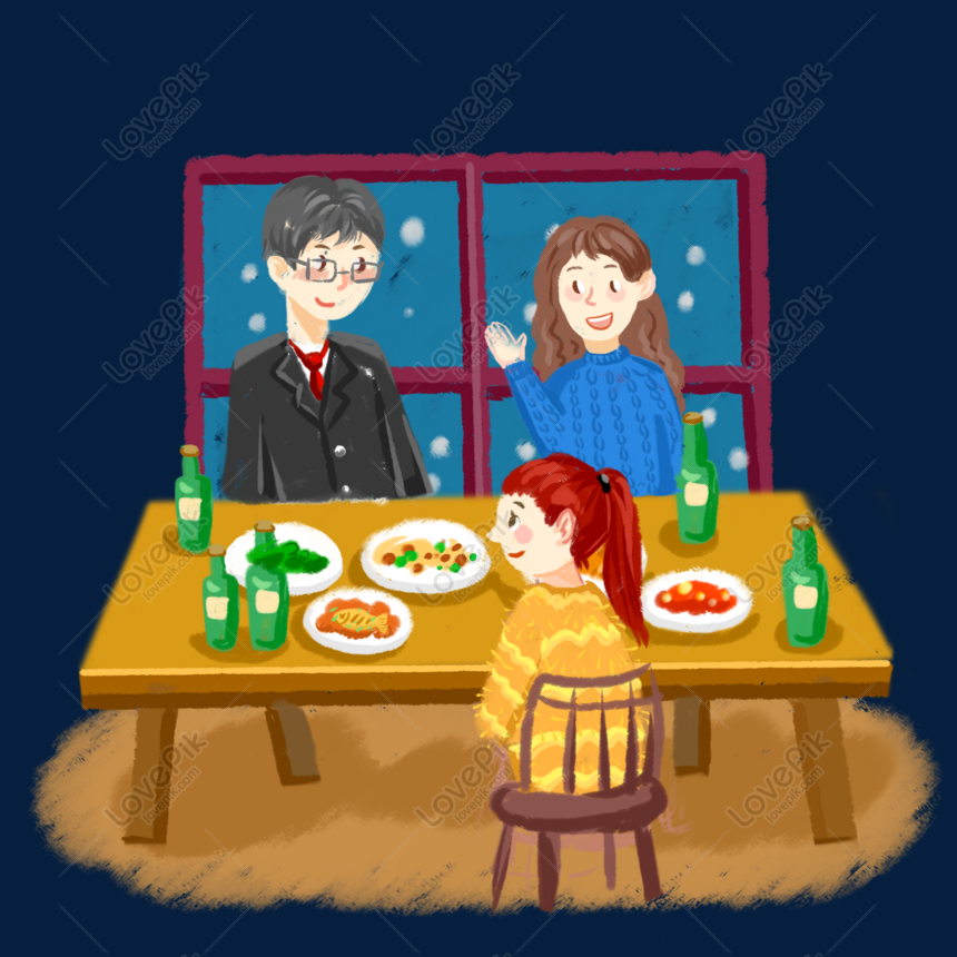 New Years Eve Cartoon Hand Drawn Dinner PNG Transparent Background And  Clipart Image For Free Download - Lovepik | 611495870
