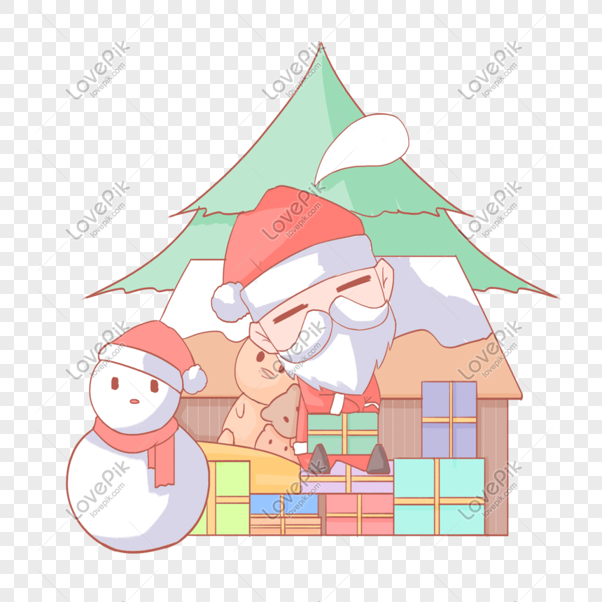 Hình ảnh Giáng Sinh Vẽ Tay Hoạt Hình ông Già Noel đang Ngủ Miễn ...