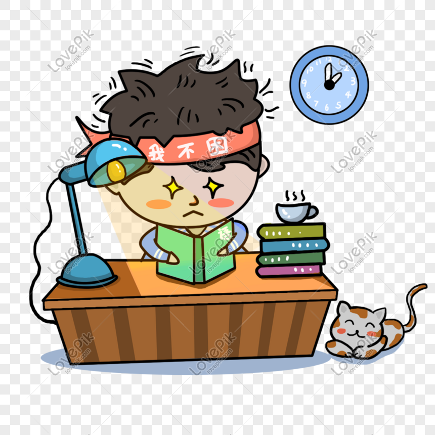 Cartoon Character Studying Hard PNG Hd Transparent Image And ...
