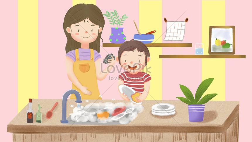Paling Inspiratif Gambar  Kartun  Anak Membantu Ibu Mencuci 