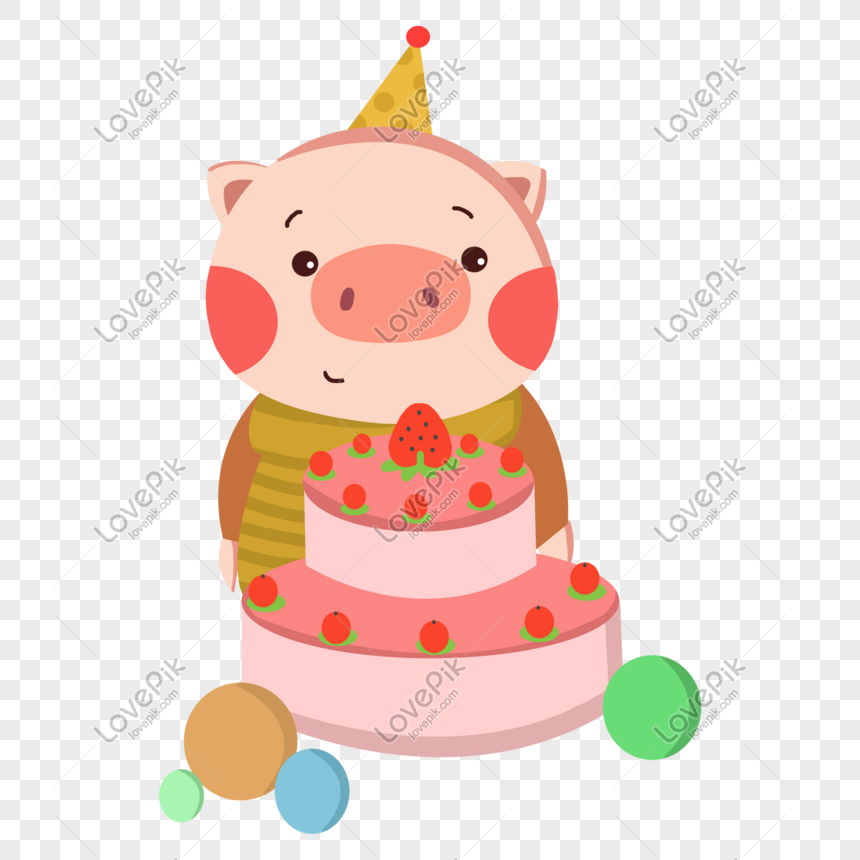 baby pig eating cake
