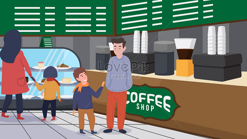 Dibujos Animados Cafetería Tienda De Té Tienda De Padres E Hijos | PSD  ilustraciones imagenes descarga gratis - Lovepik