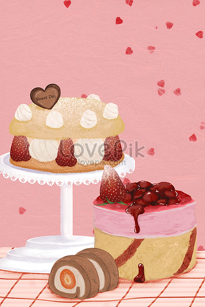 かわいいおいしいデザートケーキのイラストイメージ 図 Id