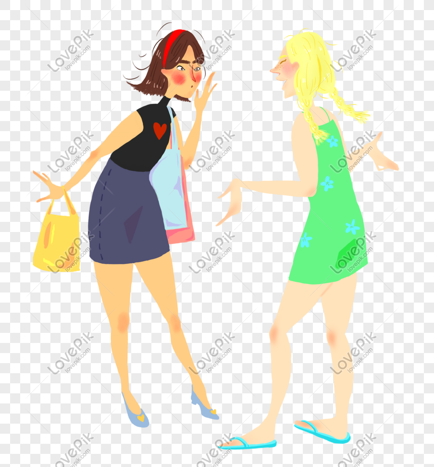 Girlfriend Chat Cartoon Hand Drawn Illustration Png Image Picture Free Download Lovepik Com