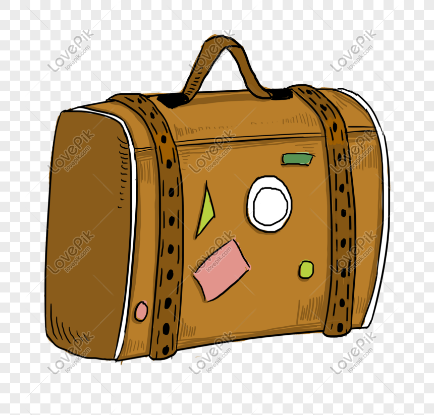 Yellow travel bag hand drawn illustration, Yellow travel bag, simple travel bag, cartoon travel bag free png