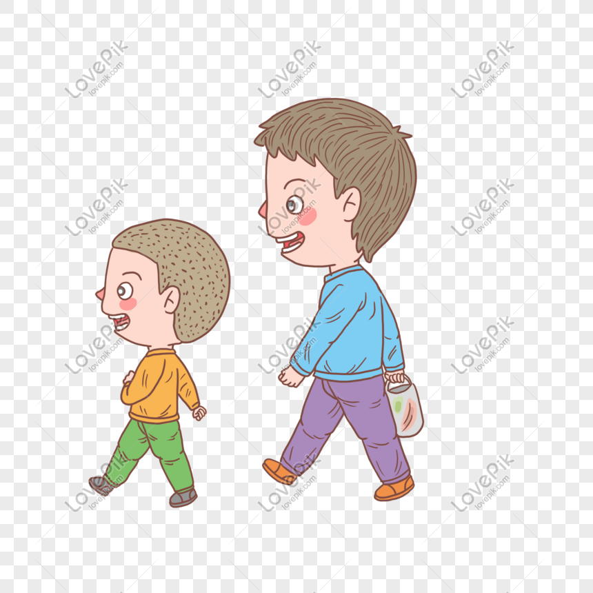 Cartoon Hand Drawn Characters Dad And Kids Shopping PNG Transparent  Background And Clipart Image For Free Download - Lovepik | 611495310