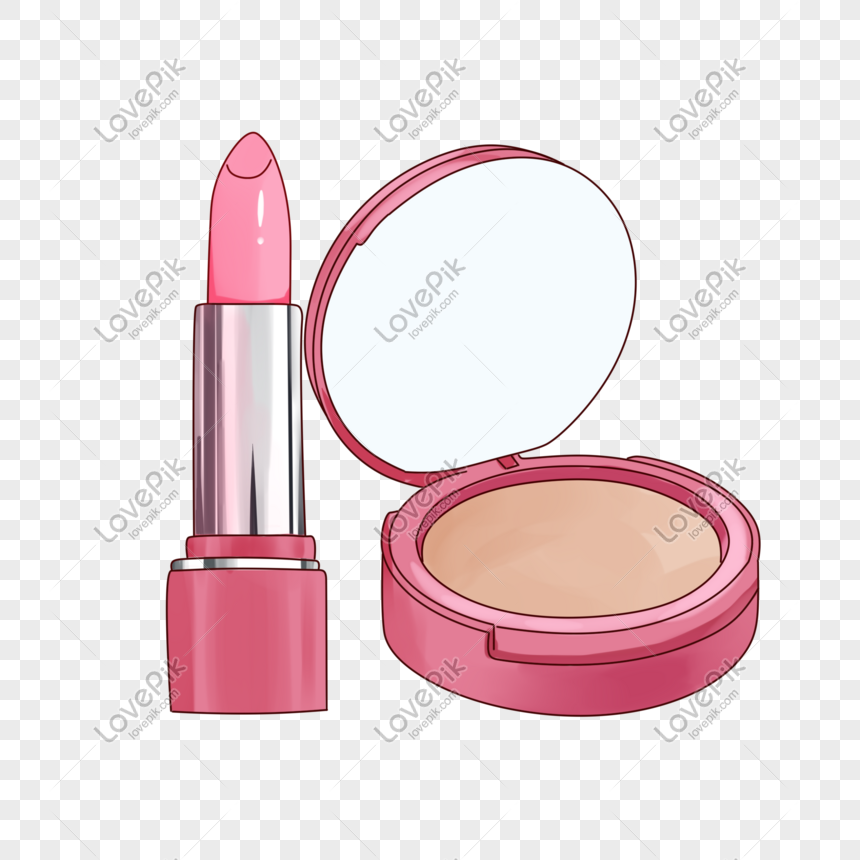 Ilustrasi Kosmetik Lipstik Merah Muda Romantis Yang Digambar