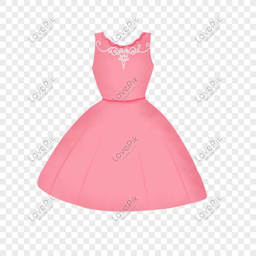 Pink princess dress illustration, Pink princess dress, hand-painted princess dress, cartoon princess dress free png