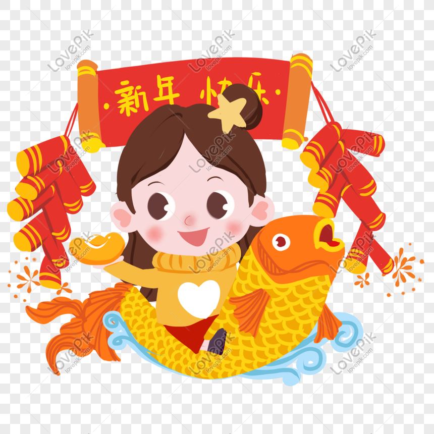 Every Year, There Are Fish Hand-painted Cartoon Characters Png M, Hand ...