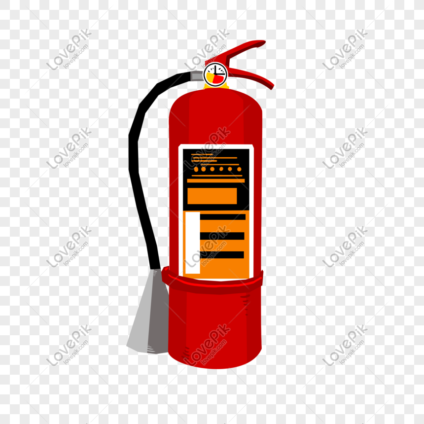 Hand-painted Horn Fire Extinguisher Illustration, Red Fire Extinguisher ...