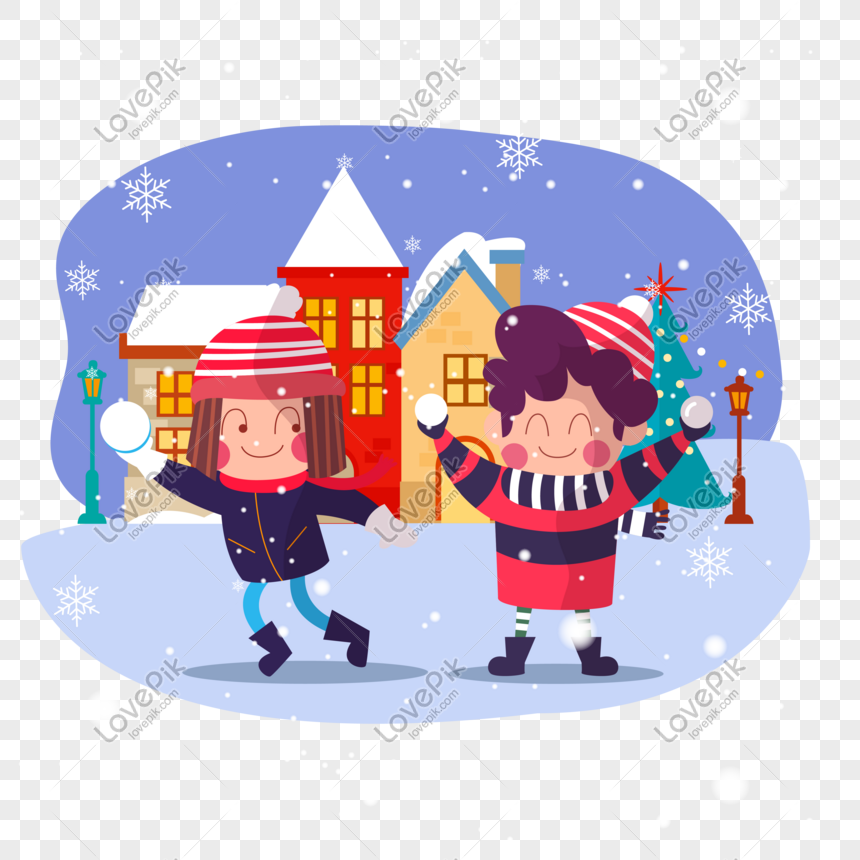 クリスマス雪漫画手描きクリスマスイラストスノーボールの戦いイメージ グラフィックス Id Prf画像フォーマットpsd Jp Lovepik Com