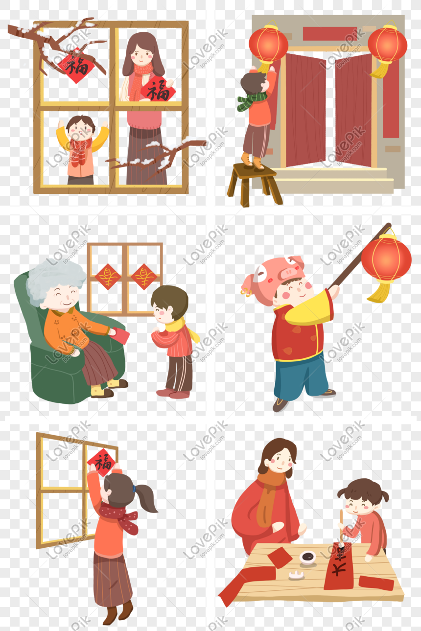 New Year Customs Set Free Png Material PNG Transparent And Clipart ...