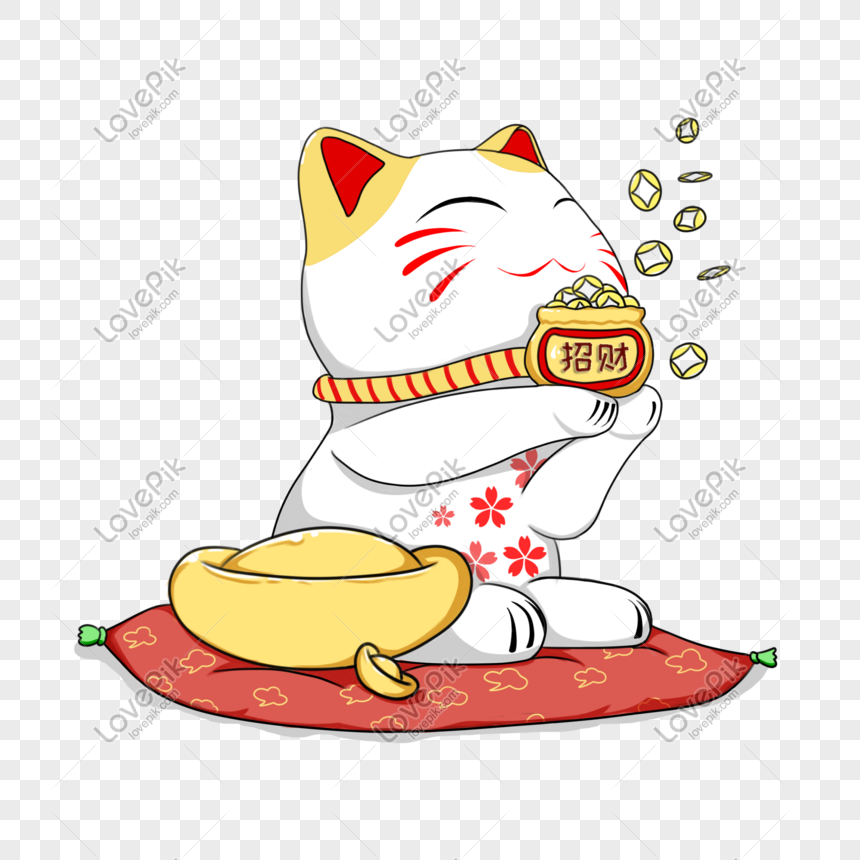 Lucky Cat Closes The Old Money Cartoon Hand Drawn PNG Image Free Download  And Clipart Image For Free Download - Lovepik | 611518631