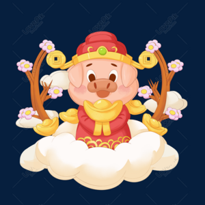 Новогоднее золотое денежное дерево Q Edition Piggy Fortune png