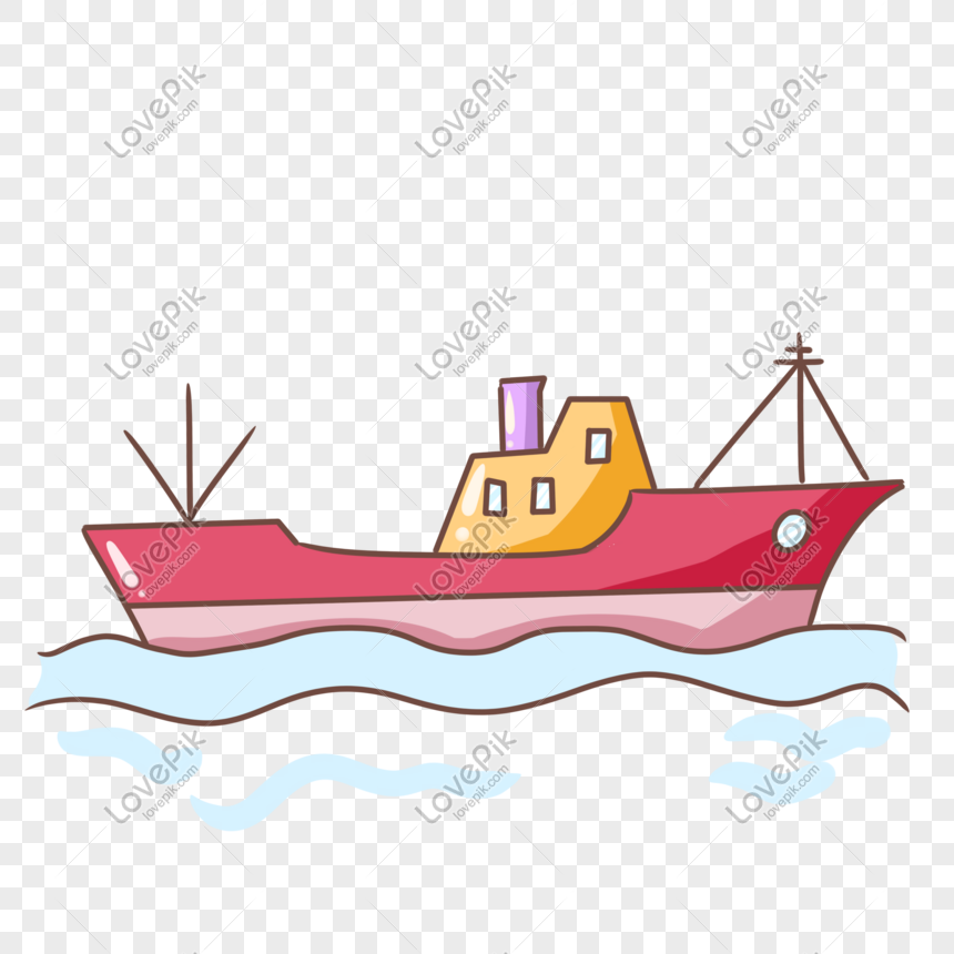Hand drawn pink cruise ship illustration, Pink cruise ship, pink chimney, high mast png hd transparent image