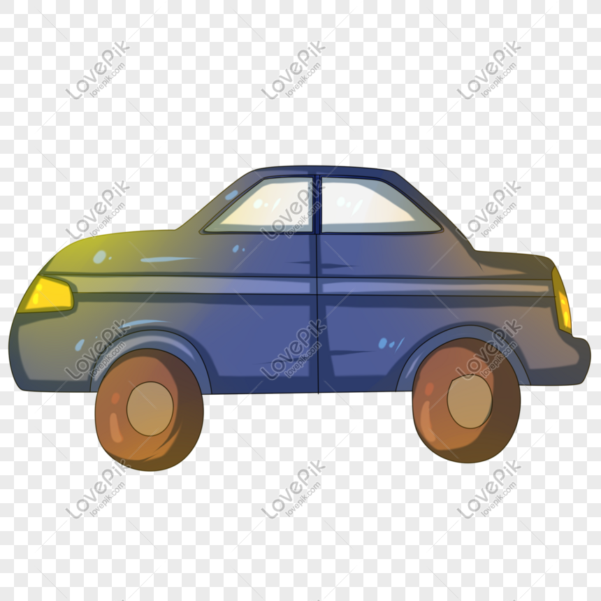 Hand drawn car with flowers illustration on transparent background