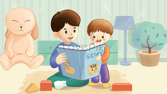 Family warm mom and dad watching children drawing hand drawn ver ...