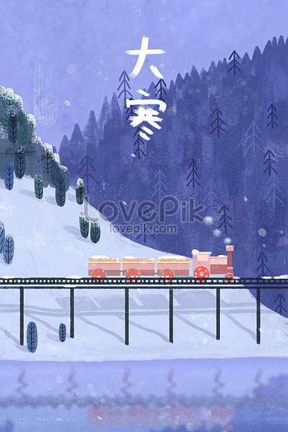 Great cold winter snow forest travel train home lonely cure illu, home travel, lonely forest, cold illustration