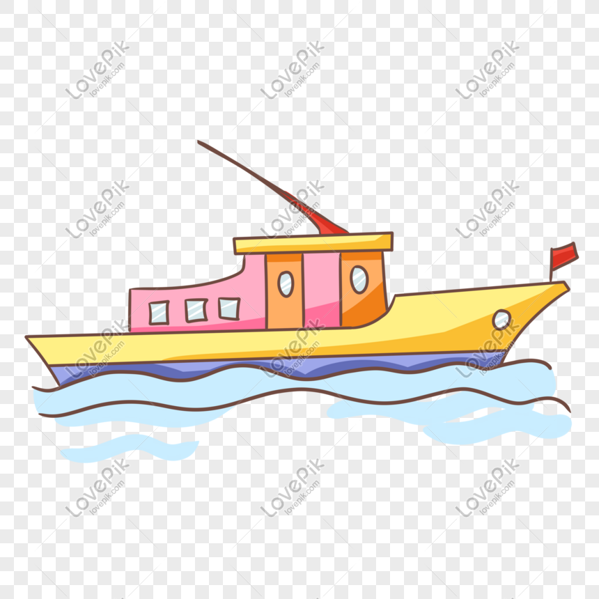 Ilustrasi Perahu Kuning Yang Digambar Tangan Gambar Unduh