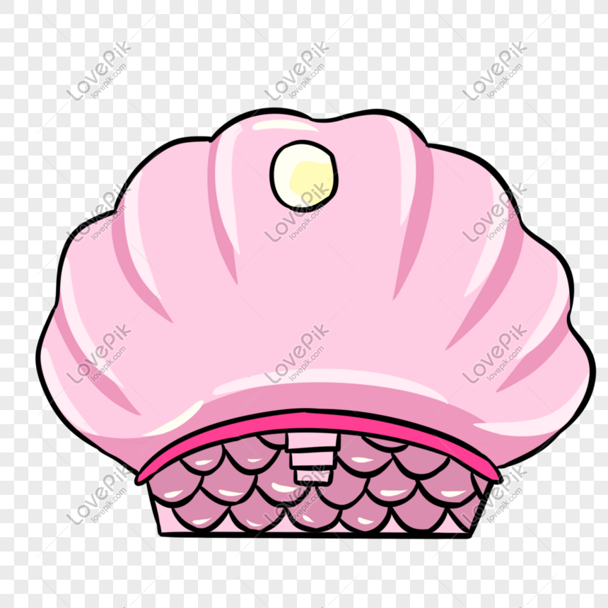 漫画ピンクの貝殻のイラスト イラスト 漫画のピンクのイラスト かわいい貝殻 黒の描画線 フリー素材 透過 Lovepik