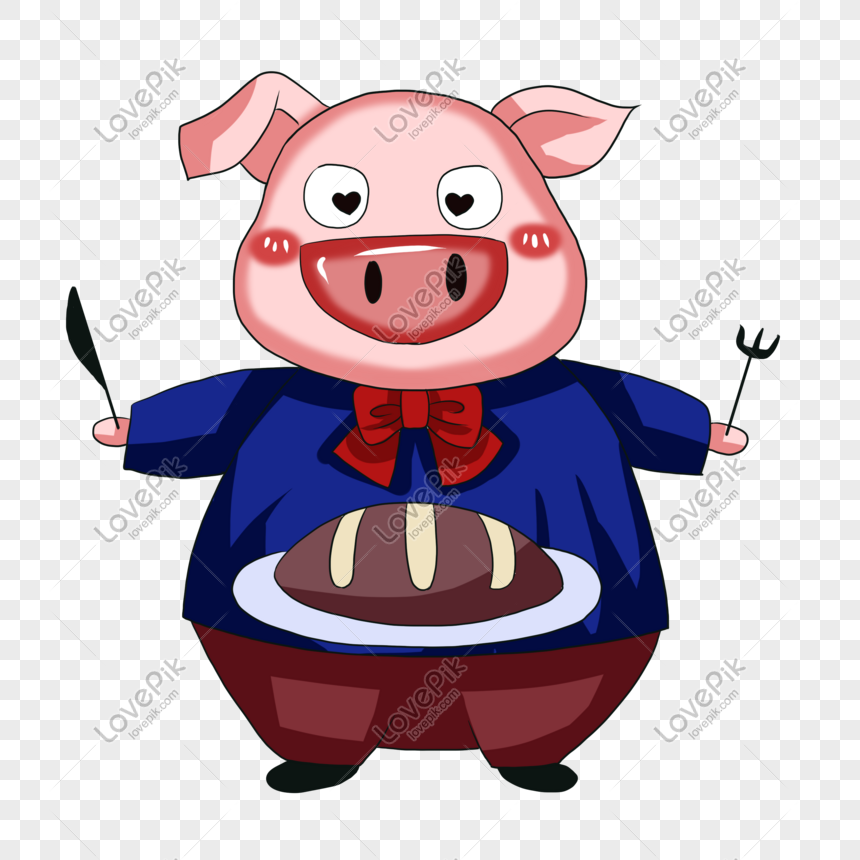 ピンクの豚かわいい豚コミック豚パンを食べるイメージ グラフィックス Id Prf画像フォーマットpsd Jp Lovepik Com