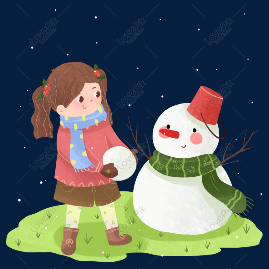 Christmas Cartoon Cute Snowman Girl Illustration Png Image Picture Free Download Lovepik Com