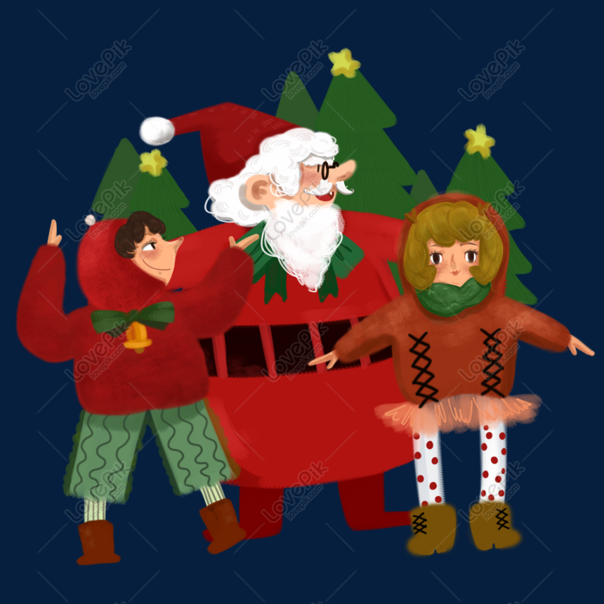 Christmas Cartoon Hand Drawn Wind Santa PNG Picture And Clipart Image ...