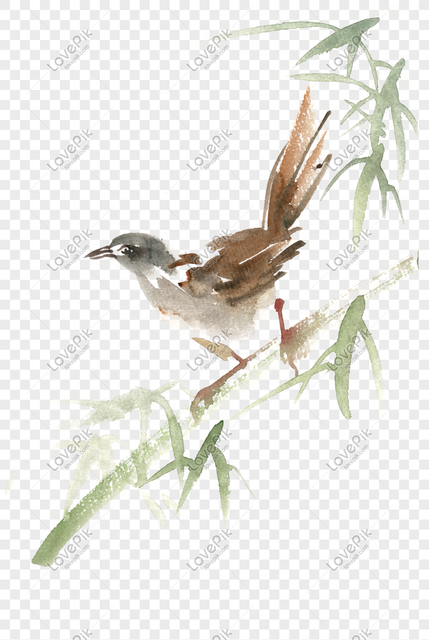 竹の森の鳥水彩画pngフリー素材イメージ グラフィックス Id Prf画像フォーマットpsd Jp Lovepik Com