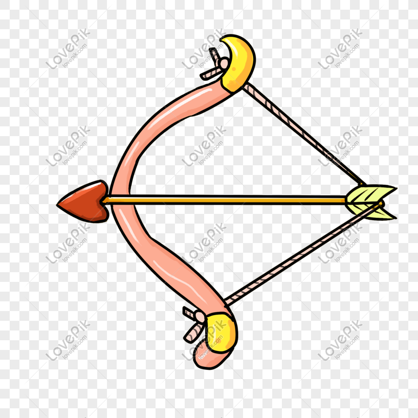 arc de cupidon dessin animé avec coeur de flèche sur fond