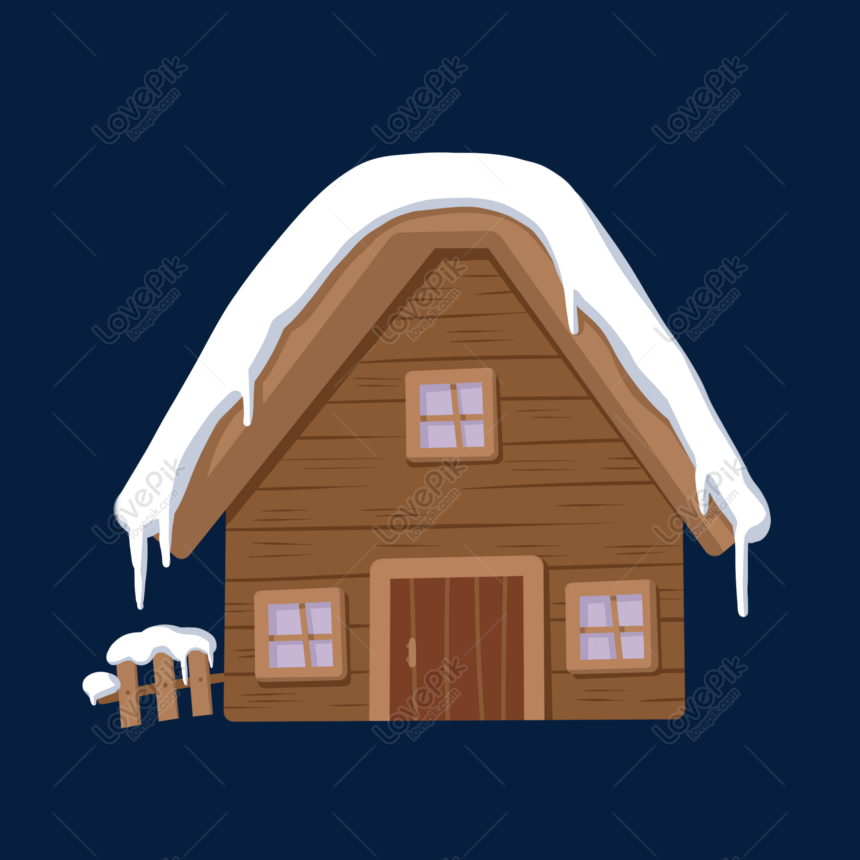 Snow Covered Wooden House In Heavy Snow Free PNG And Clipart Image ...