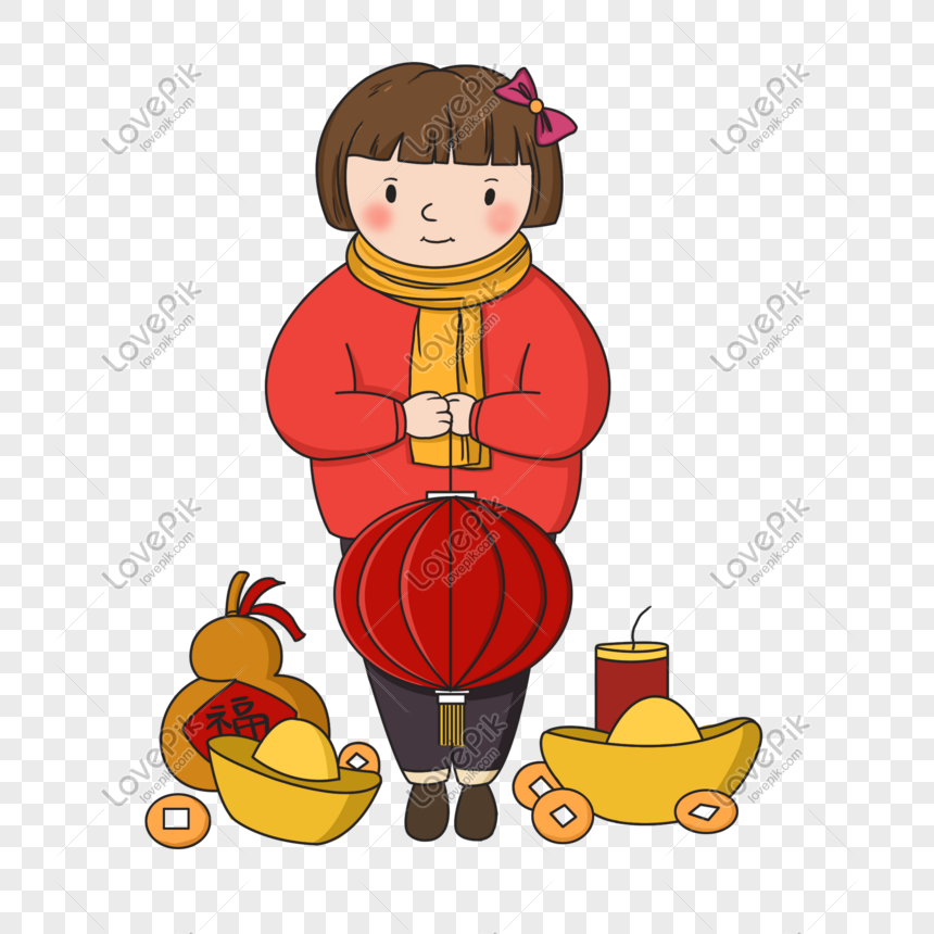 Girl Holding Lantern In New Year PNG Free Download And Clipart Image ...